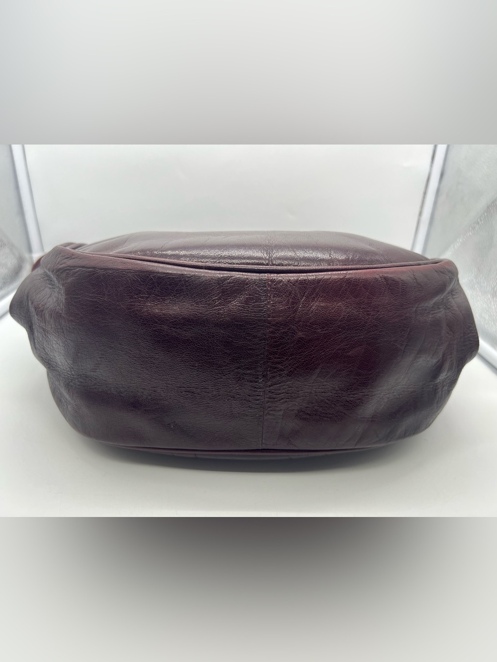 BOTTEGA VENETA VINTAGE Oxblood Red Smooth Leather Double Strap Shoulder Bag Hobo - Picture 8 of 17